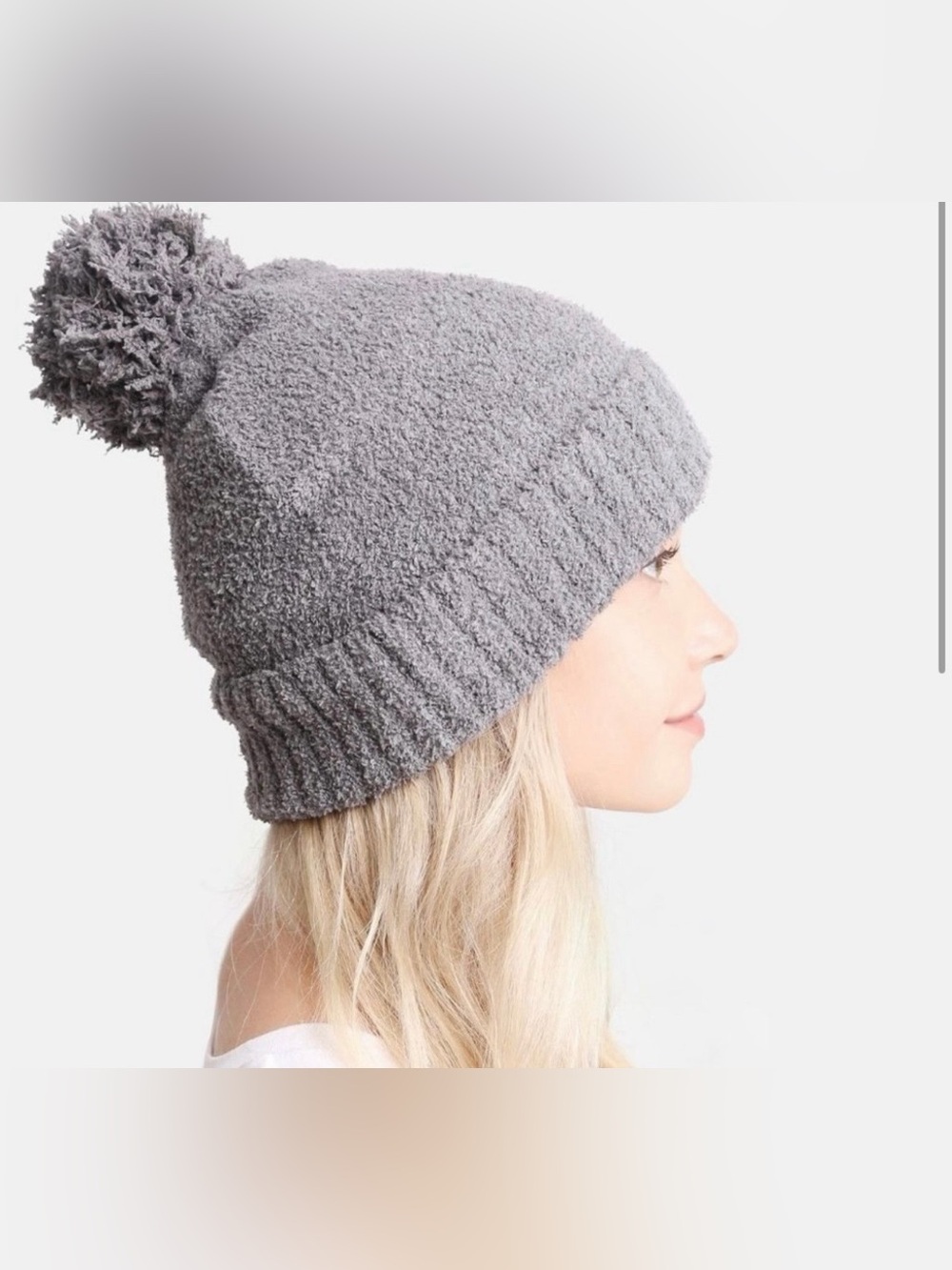 Cozy Gray Pom Pom Beanie